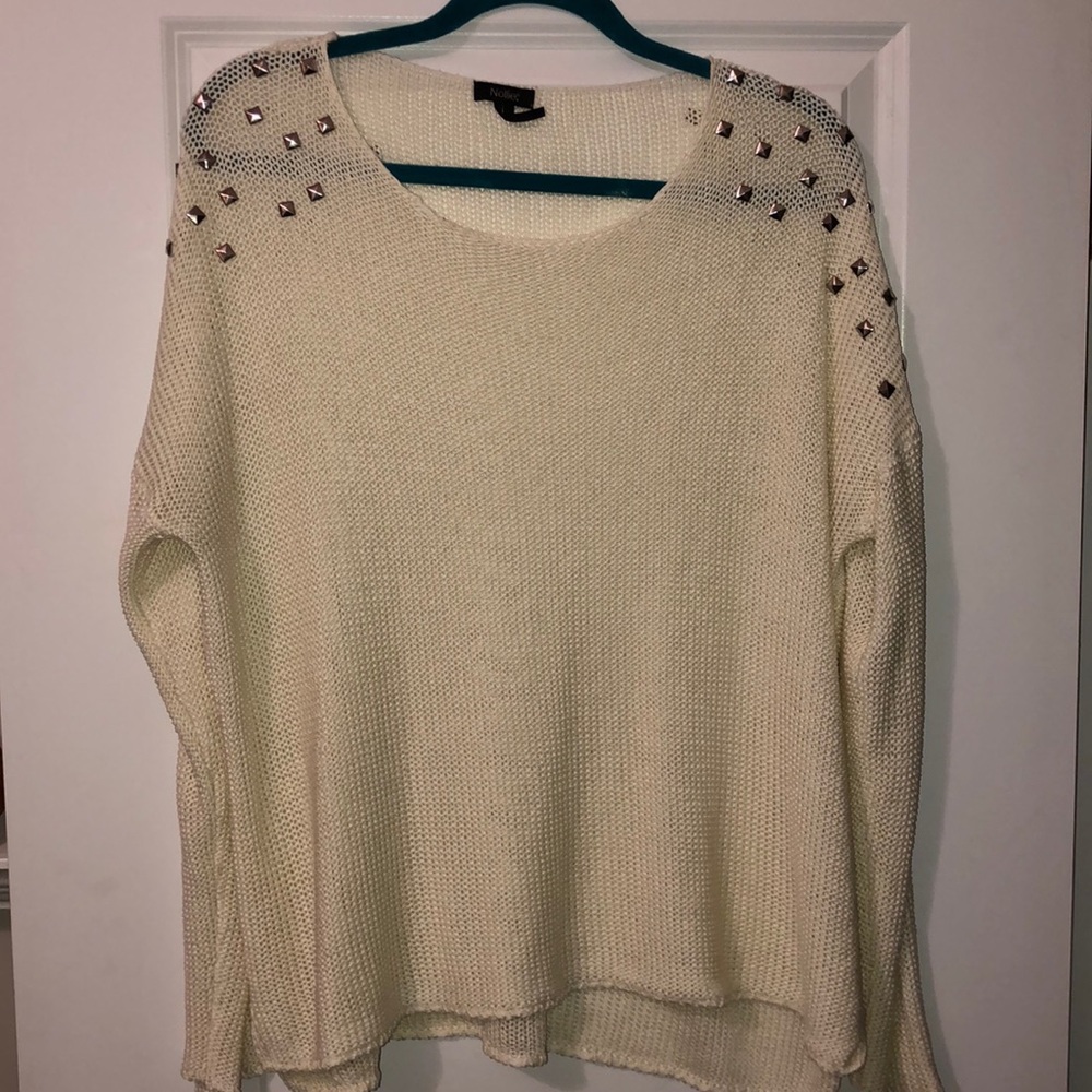 Cream knit sweater with silver squares